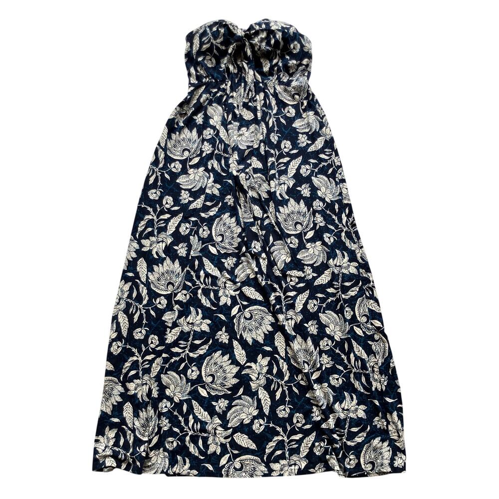 Soma Soft Jersey Retreat Maxi Bra Dress Size Small Blue White Floral